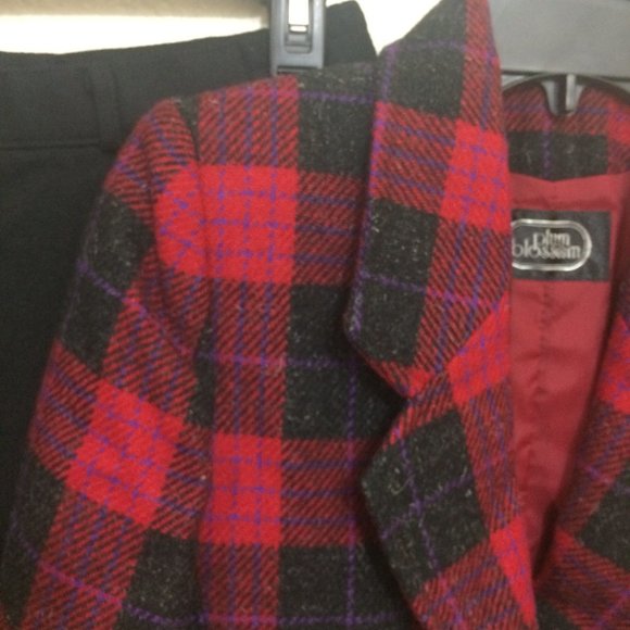 Plum Blossom 2-pc Suit Plaid Blazer + Midi Skirt - Picture 5 of 15